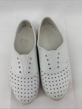 Native Ladies White Jefferson Slip-On Sneakers with Blue Logo
